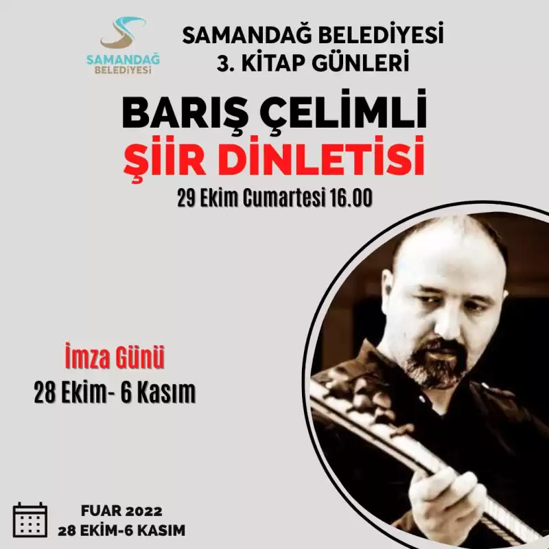 SAMANDAĞ KİTAP GÜNLERİ DOLU DOLU PROGRAMI İLE SAMANDAĞLI KİTAPSEVERLERİ BEKLİYOR.