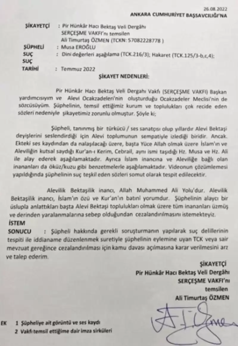 Hz. Ali'ye Hakaret Eden Musa Eroğlu’na Hapis Cezası